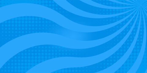 Retro comic rays blue dots background. Vector illustration in pop art retro style