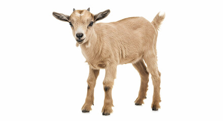 Obraz premium Young Goat: A Stunning Portrait Against a White Background