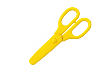 Yellow scissors isolated on transparent background for easy editing