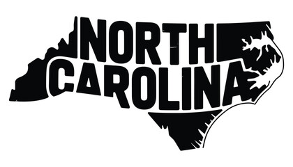 North Carolina State Map Vector USA Outline Silhouette Design for T-Shirts and Decals