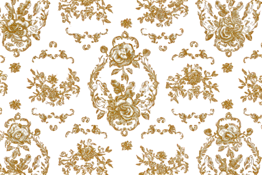 Gold Glitter Floral Pattern on Black Background - Powered by Adobe