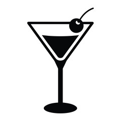 martini glass with cherry vector art