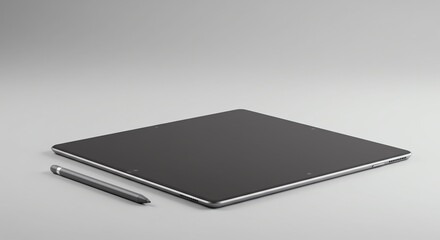 Tablet and stylus on neutral background
