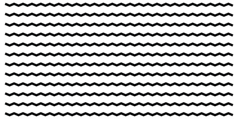 Zigzag isolated line set on white background.  Dark vector wavy line set. Background line icon set. Isolated ornament graphical vector icons. Decoration pattern line.  Modern artistic design.
