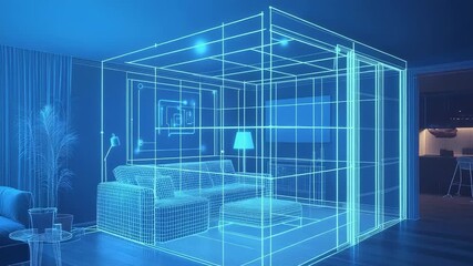 Blueprint of smart home showing automation technology and internet of things - Powered by Adobe