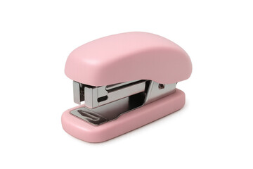 Pink stapler on transparent background for office or school supplies