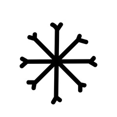 Hand drawn snowflake christmas decorative element silhouette