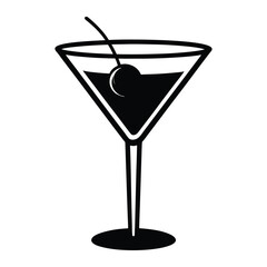 martini glass with cherry vector art
