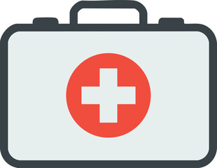Fototapeta premium First aid kit vector icon with medical cross symbol for emergency health care and safety equipment illustration
