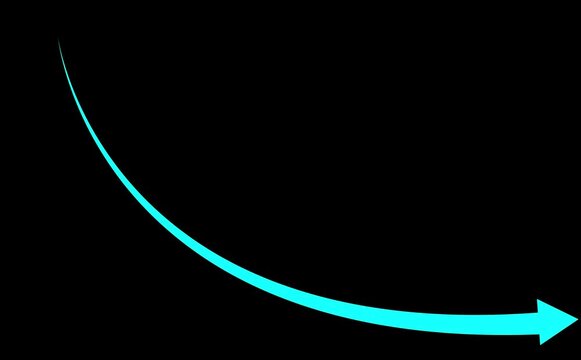 business down graph arrow financial chart investment market concept black background .Animated of down business graph icon .business or finance concept icon