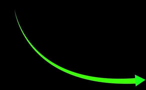 business down graph arrow financial chart investment market concept black background .Animated of down business graph icon .business or finance concept icon
