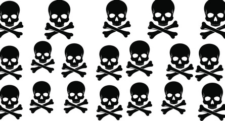 A repeating pattern of skull and crossbones, perfect for halloween or gothic-themed designs and backgrounds