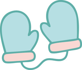 Illustration of Light Blue Winter Mittens