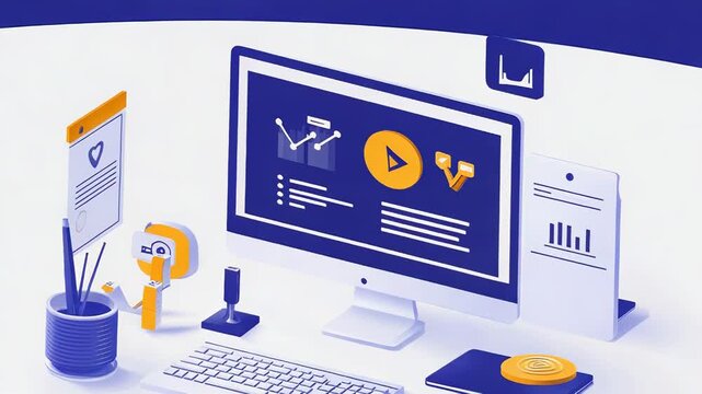 Modern workplace setup showing data analysis and cryptocurrency investment on computer screen