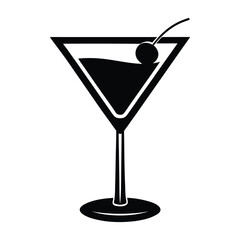 martini glass with cherry vector art