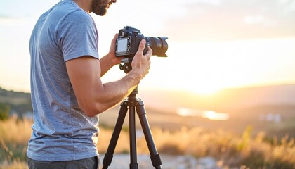 Photographer outdoors sunset