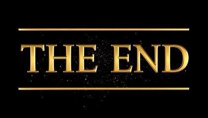 Gold text "THE END" on a black background