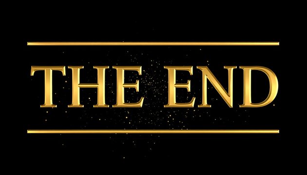 Gold text "THE END" on a black background