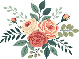 Dark red rose with green leaves isolated on white background,Rose  Flower