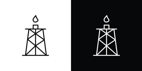 Shale gas rig icon design elements pack. Vector symbols for UI Designs
