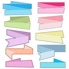 Set of colorful origami banners