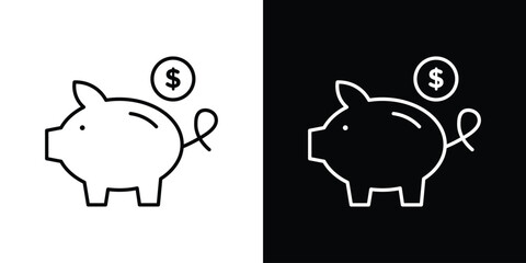 Piggy bank pack. vector glyph flat icons