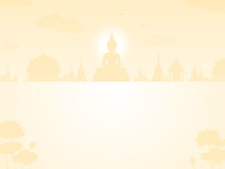Buddhist holy day, Buddha statue landscape Poster asia thailand temple illustration