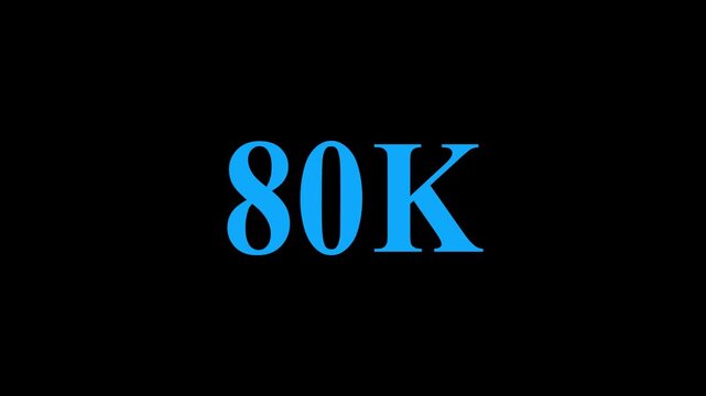 Beautiful Glowing 80k Followers Thank You Celebration Banner Text Icon Animation for Social Media Milestone Achievement Subscriber Growth Branding and Marketing Design