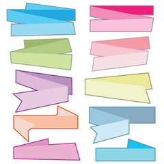 Set of colorful origami banners