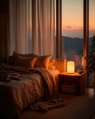 Cozy Bedroom at Sunset