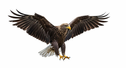 Naklejka premium Majestic Eagle in Flight: Powerful Wings, Sharp Gaze, Wildlife Photography