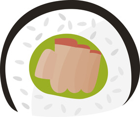 Yellowtail Sushi Roll Illustration