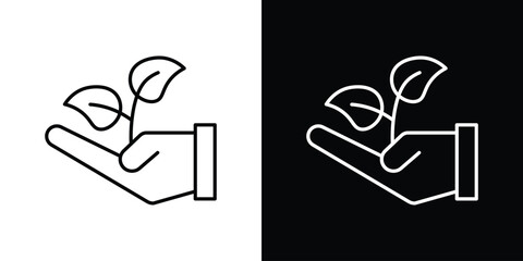 Leaf in hand icon design elements pack. Vector symbols for UI Designs