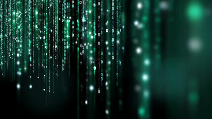 Binary code digital background with cascading numbers