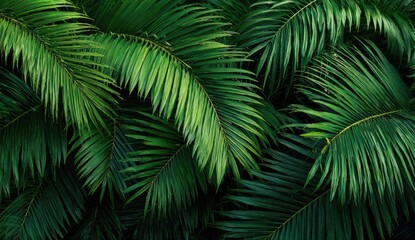 Lush palm fronds, vibrant green foliage