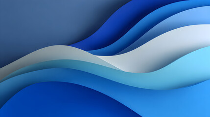 Obraz premium Abstract image of layered blue and white wavy shapes.