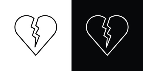 Broken heart icon design elements pack. Vector symbols for UI Designs