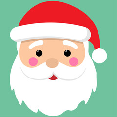 Merry Christmas Santa Claus face with red hat and fur flat vector