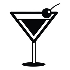martini glass with cherry vector art