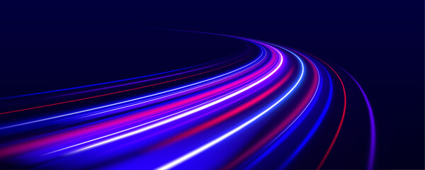 Light beams sweep across the scene like lasers in deep space. Neon gradients shift from turquoise to magenta. A futuristic tunnel opens into glowing infinity.