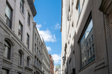 Street lined with buildings in Old Montreal