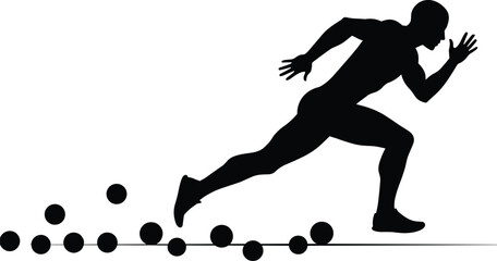 Sprinter silhouette collection, athlete running motion, tor, black fitness artwork, Olympic training icon, speed and agility pose, performance exercise graphic design