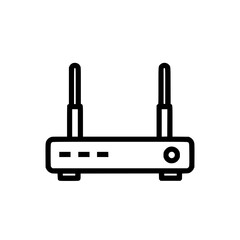 Fototapeta premium Wireless router with antennas in minimalist black outline design 