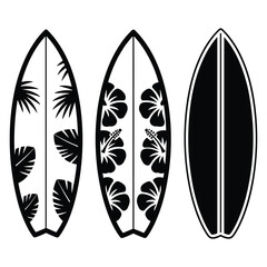 Surfboard Vector Illustration Tropical Floral Design
