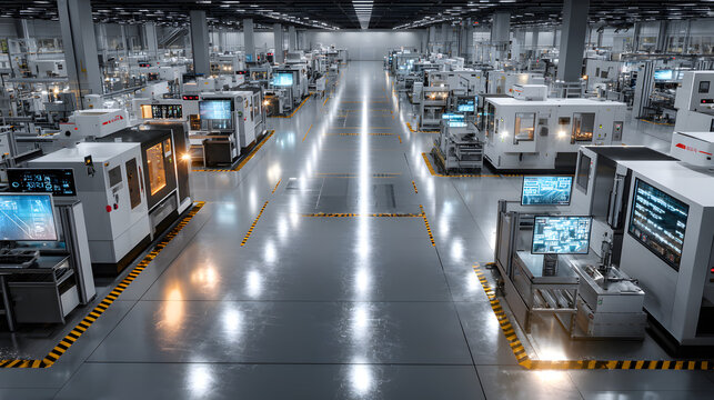 High-tech chip manufacturing plant showcasing advancd semiconductor productionin a modern facility