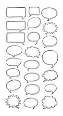 Collection of hand drawn speech bubble outlines and shapes for design