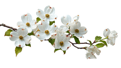 Obraz premium White dogwood flowers on a branch isolated on transparent background