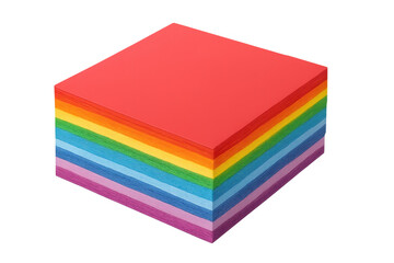Fototapeta premium Stack of rainbow colored sticky notes on transparent background