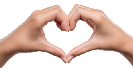 Two hands forming a heart shape isolated on transparent background