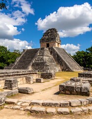 Ancient pyramid in a tropical setting